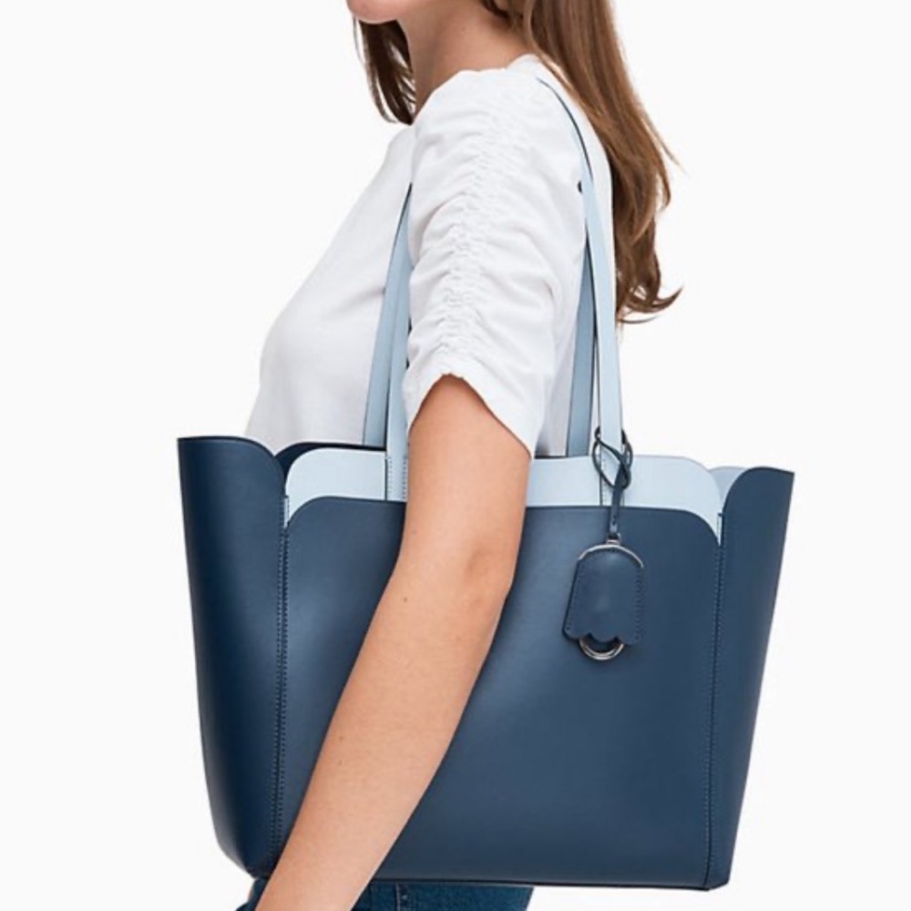 Kate Spade Magnolia Street Double Pocket Navy Work Tote Bag Two Tone